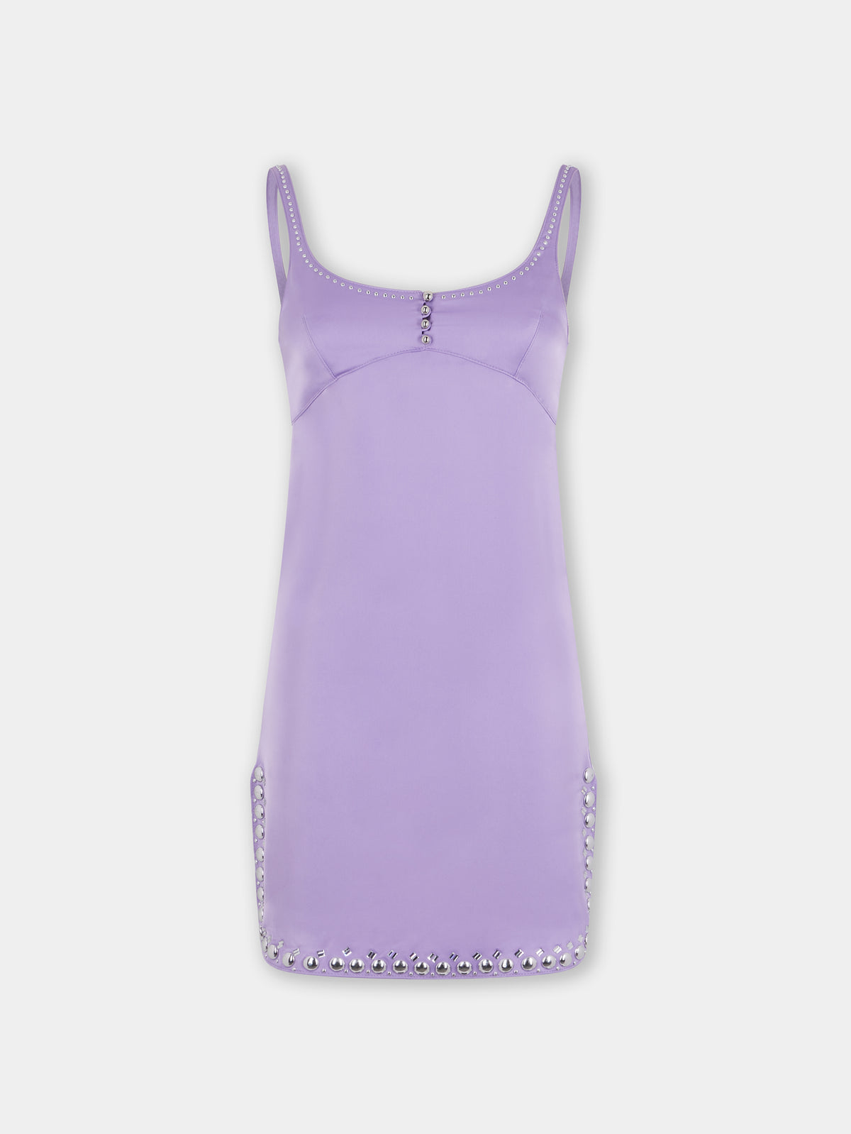 ROBE COURTE LAVANDE EN SATIN