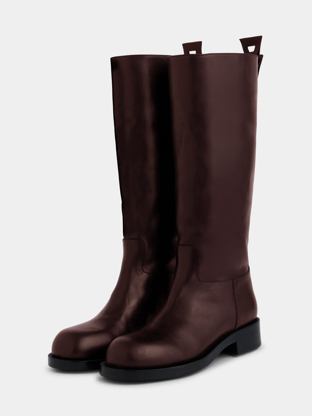 Burgundy boots in smooth leather - Image 2