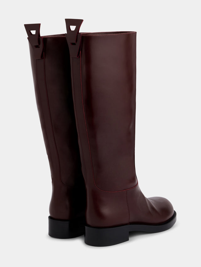 Burgundy boots in smooth leather - Image 3