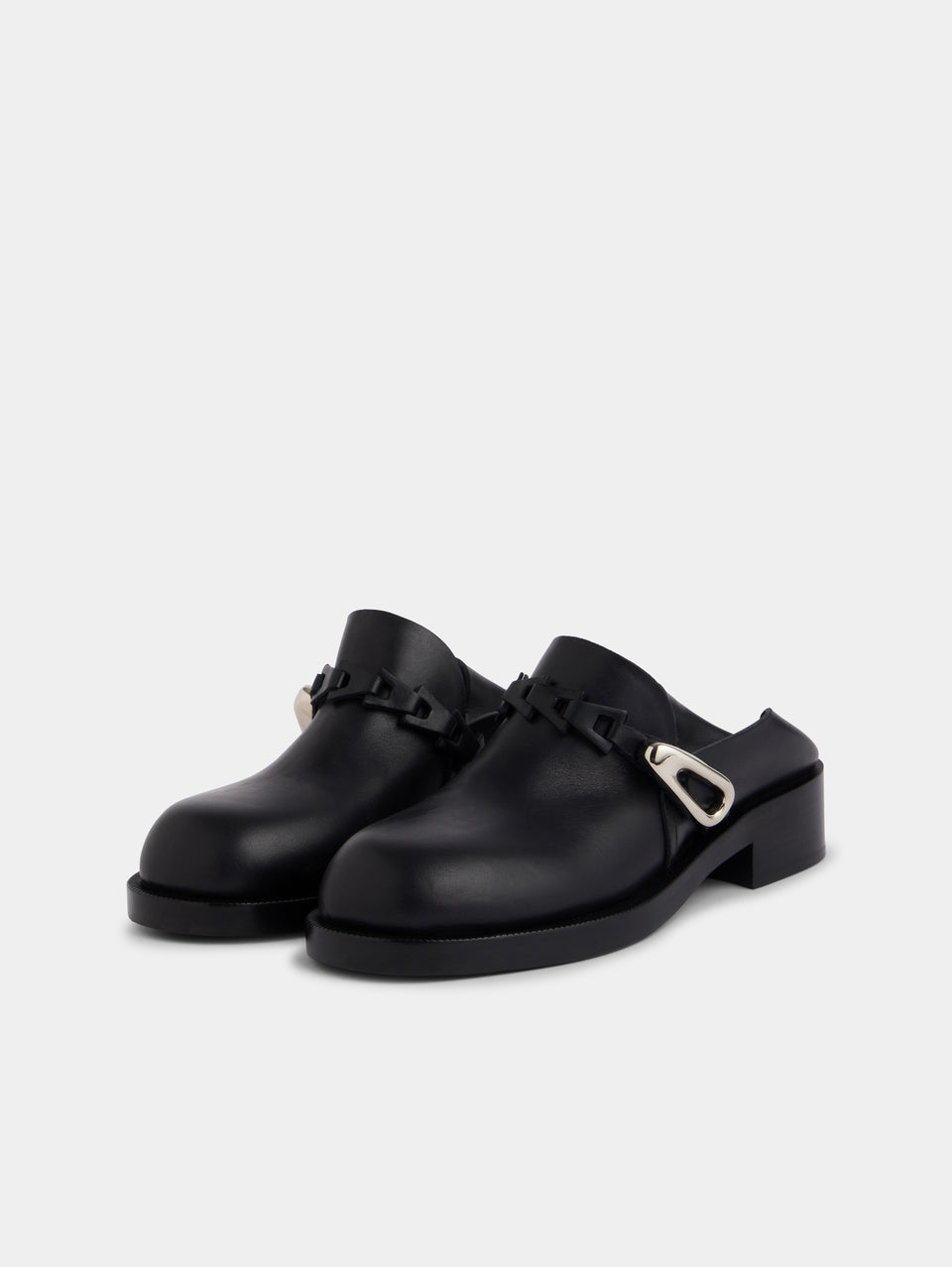 Mules noires en cuir lisse - Image 3