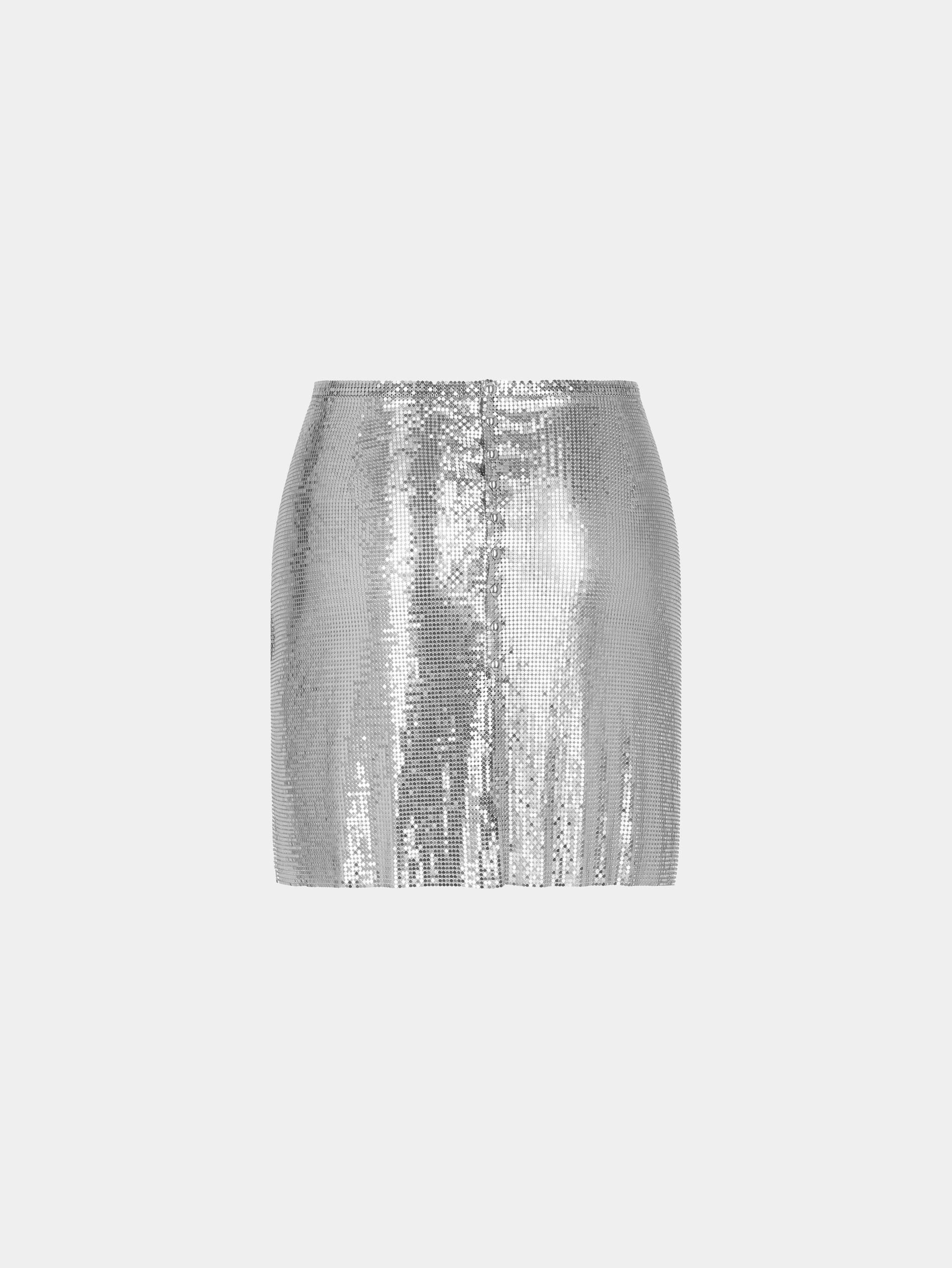 Silver mini skirt in mesh position 7