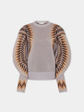 LONG-SLEEVE LUREX JACQUARD SWEATER