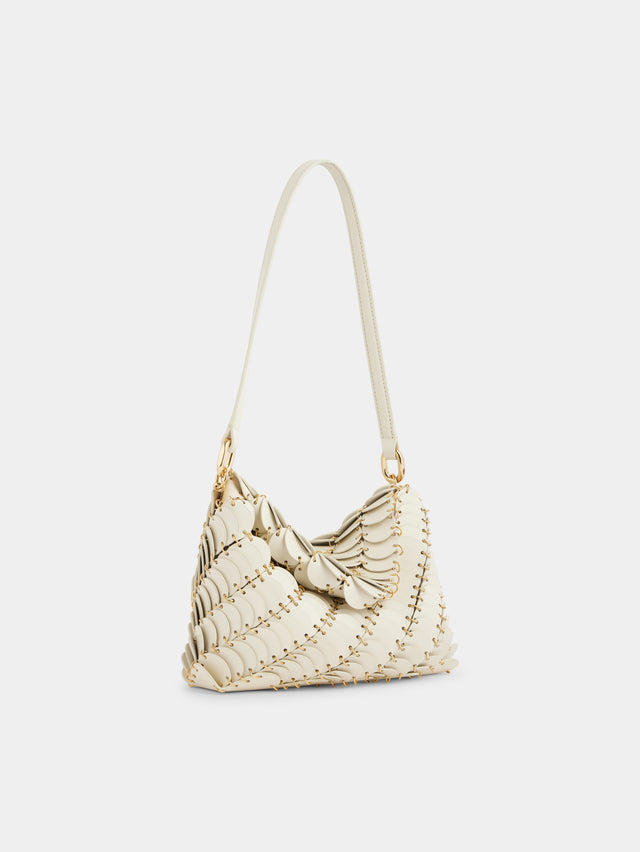Cream Paco shoulder clutch in calfskin leather - Image 2