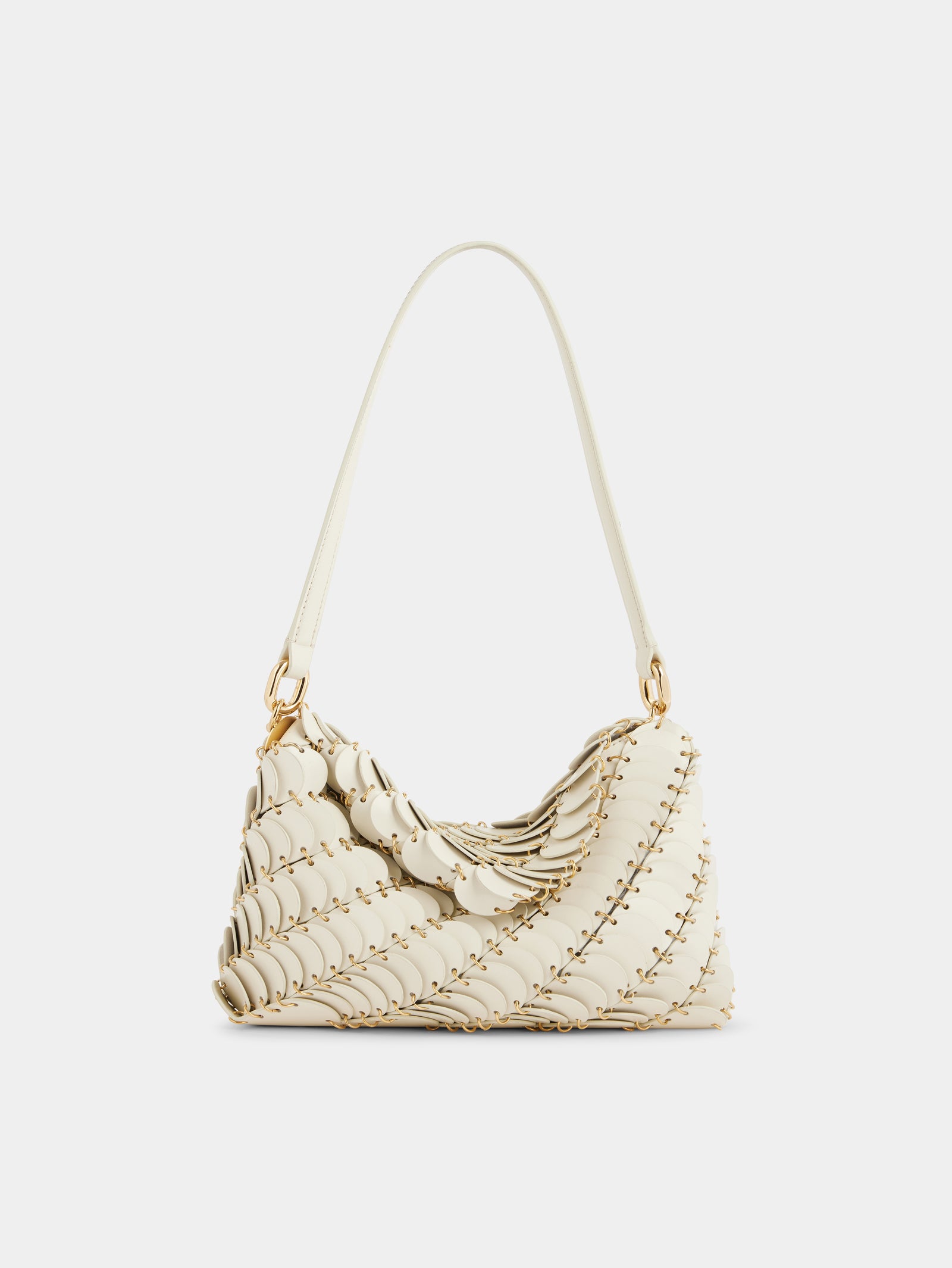 Cream Paco shoulder clutch in calfskin leather position 1 - Image 1
