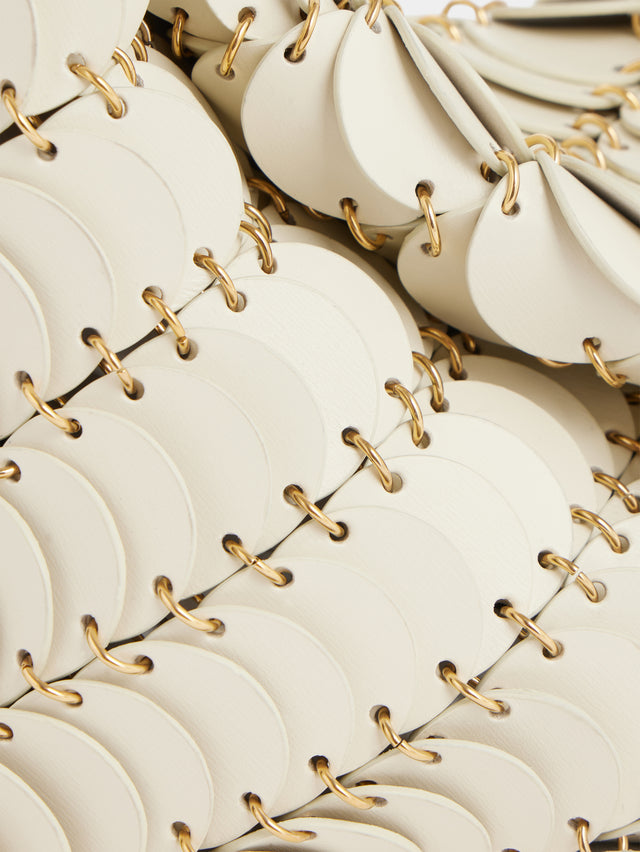 Cream Paco shoulder clutch in calfskin leather - Image 3