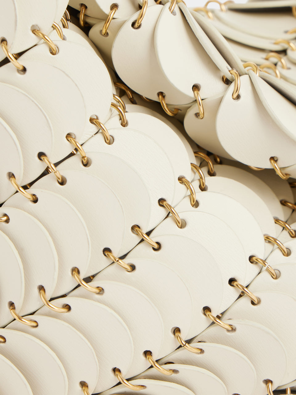 Cream Paco shoulder clutch in calfskin leather position 3 - Image 3