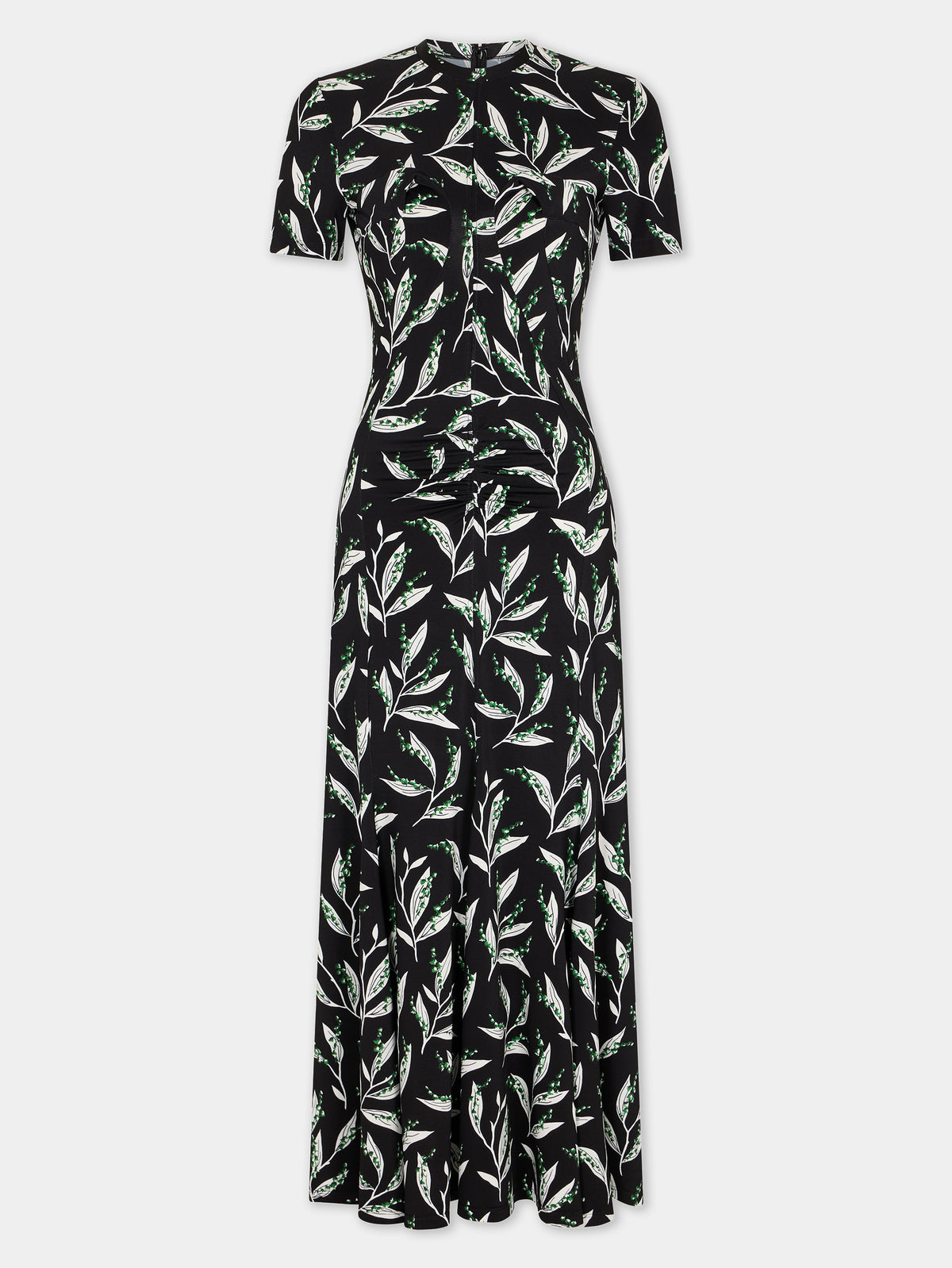 Long black printed dress
