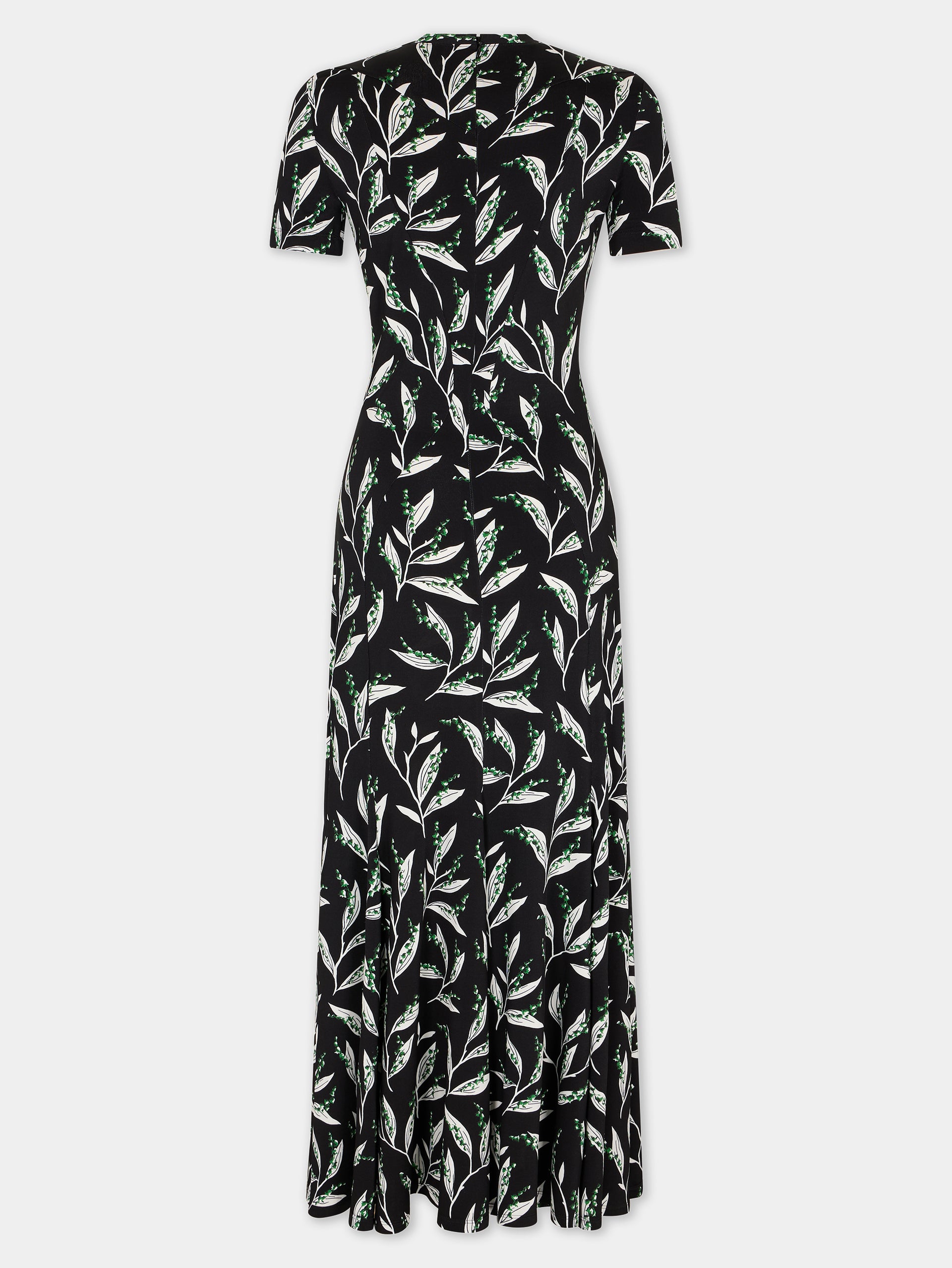 Long black printed dress