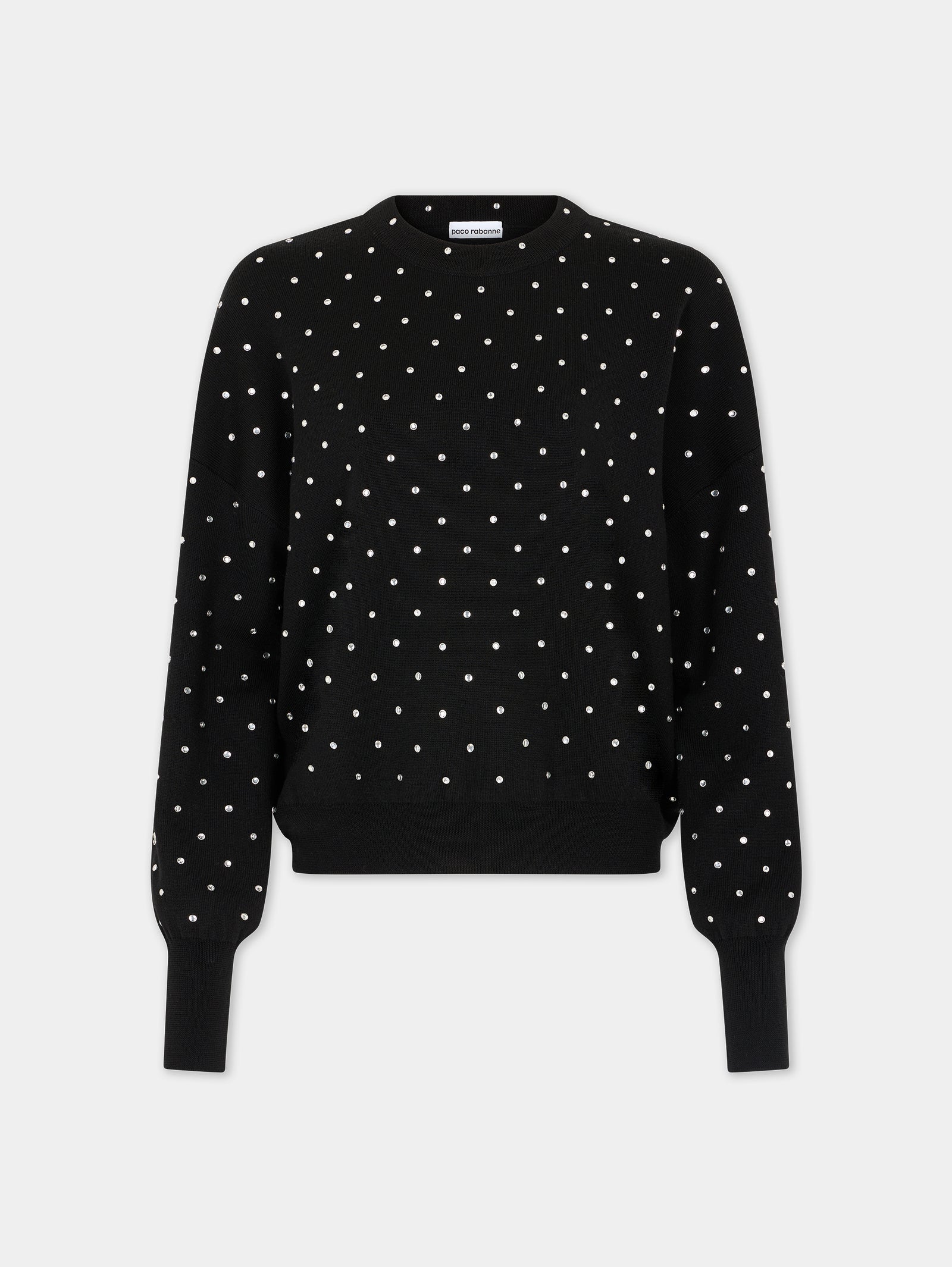 BLACK CRYSTAL-EMBELLISHED SWEATER IN WOOL - Image 1