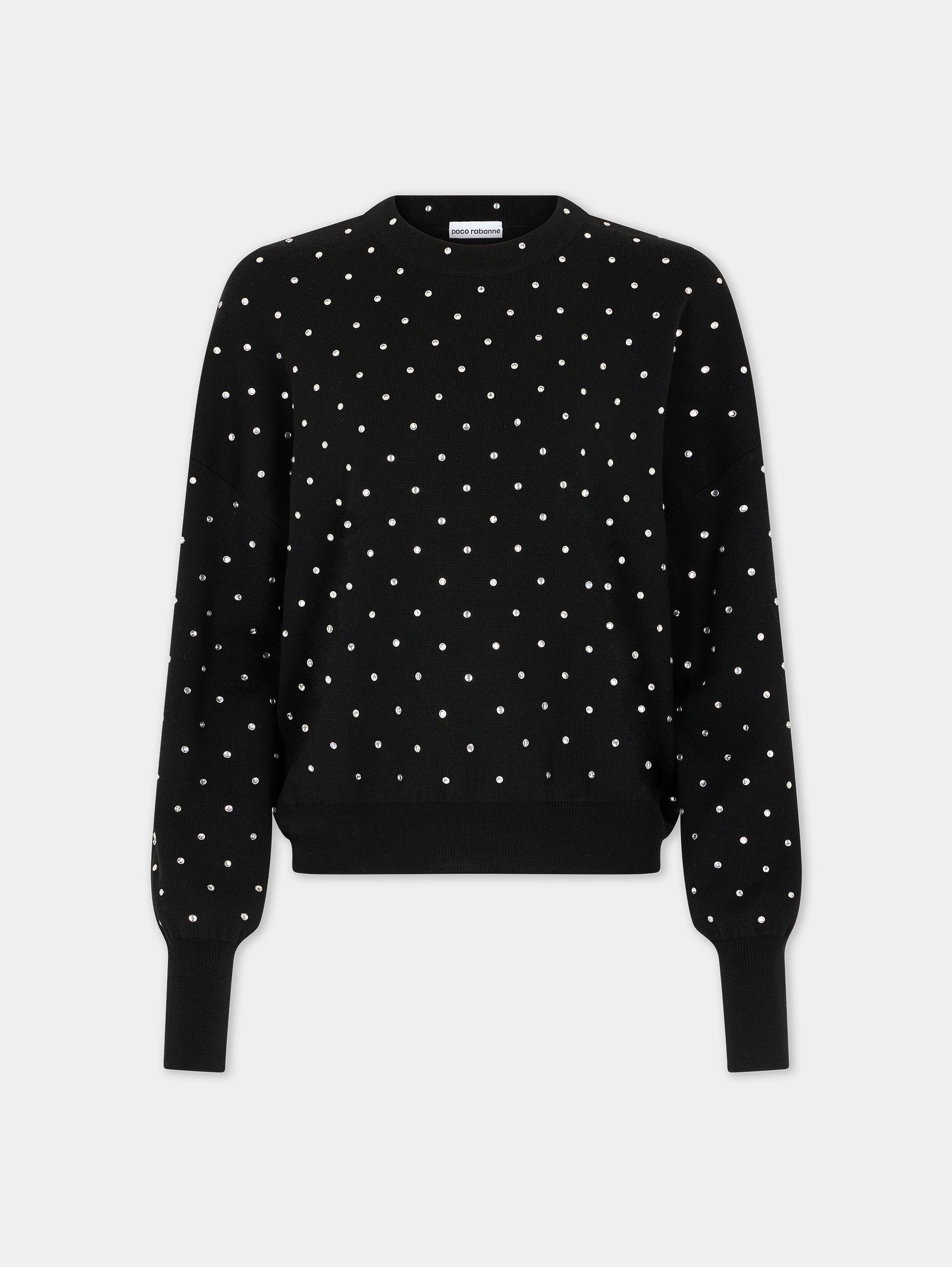 BLACK CRYSTAL-EMBELLISHED SWEATER IN WOOL
