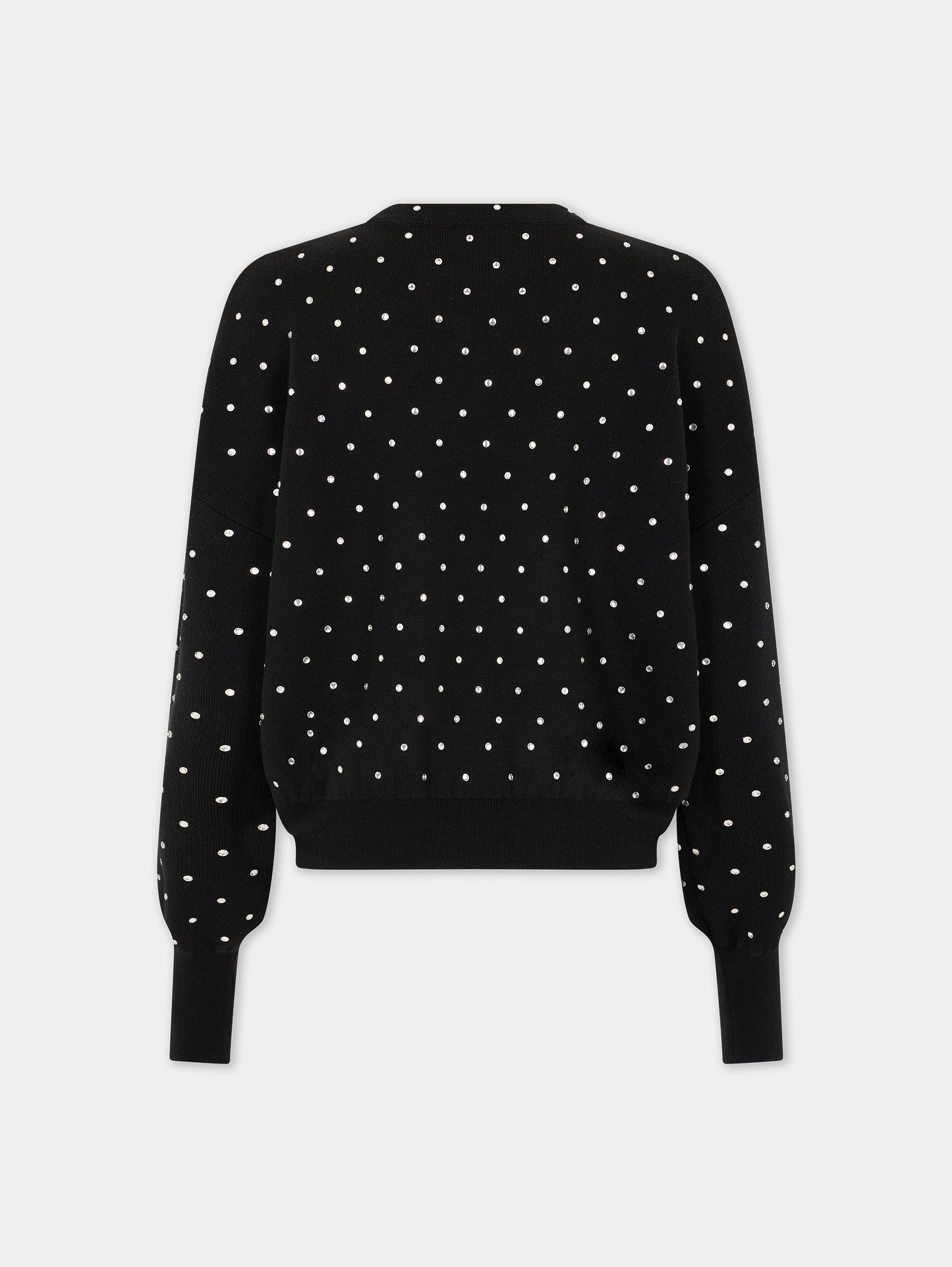 BLACK CRYSTAL-EMBELLISHED SWEATER IN WOOL