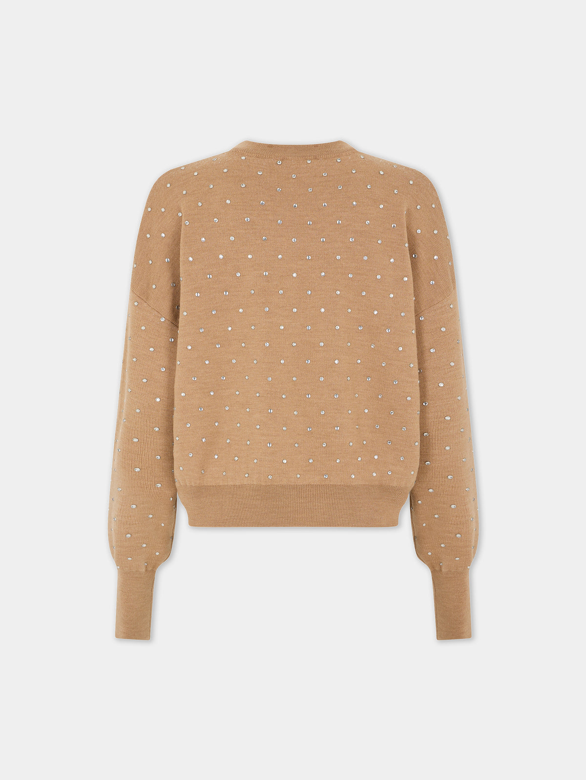 CAMEL CRYSTAL-EMBELLISHED SWEATER IN WOOL
