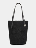 Black raffia tote bag with logo