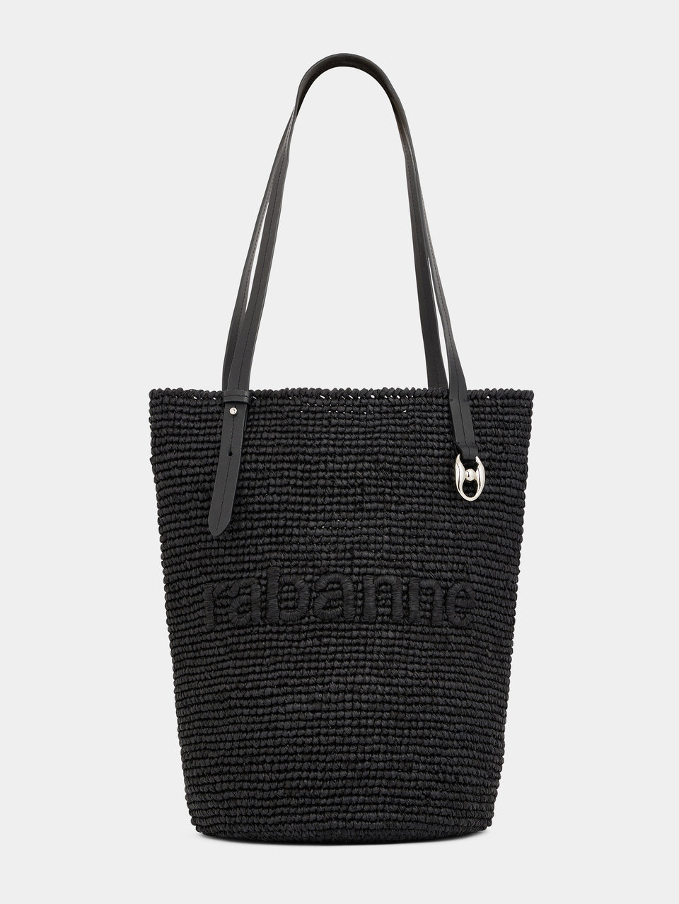 Black raffia tote bag with logo position 1 - Image 1