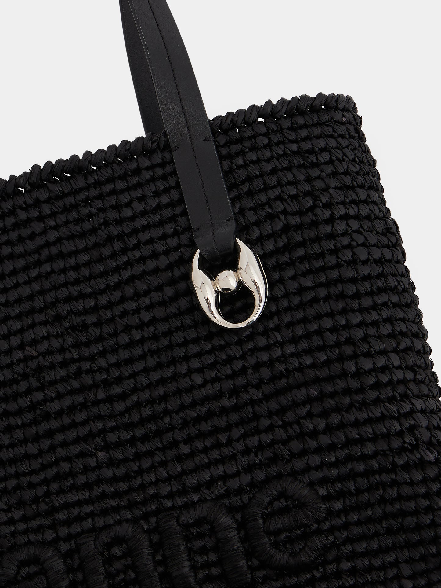 Black raffia tote bag with logo