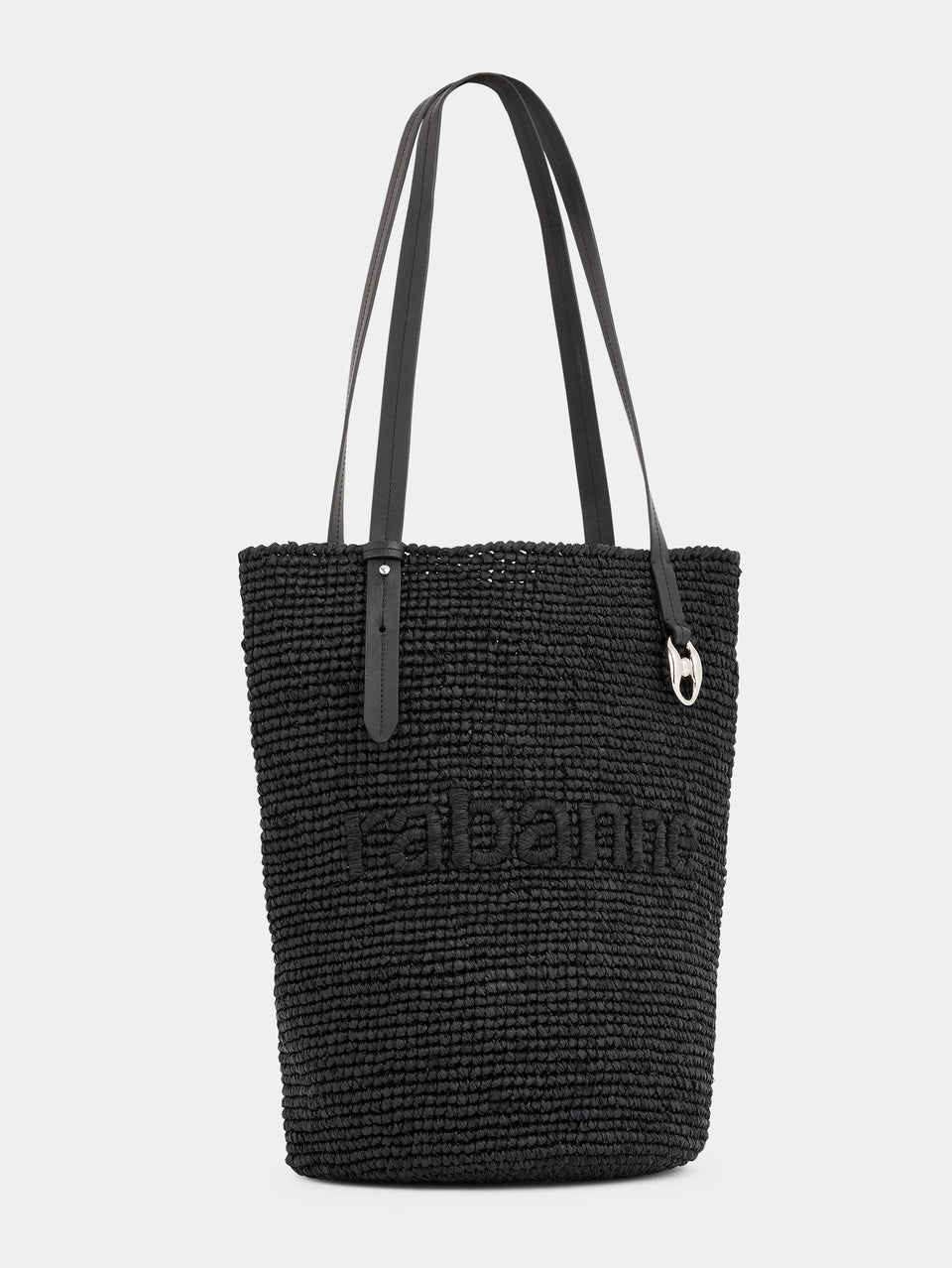 Black raffia tote bag with logo position 2 - Image 2