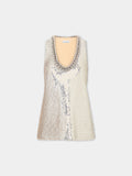 Débardeur à décolleté rond sequins argent