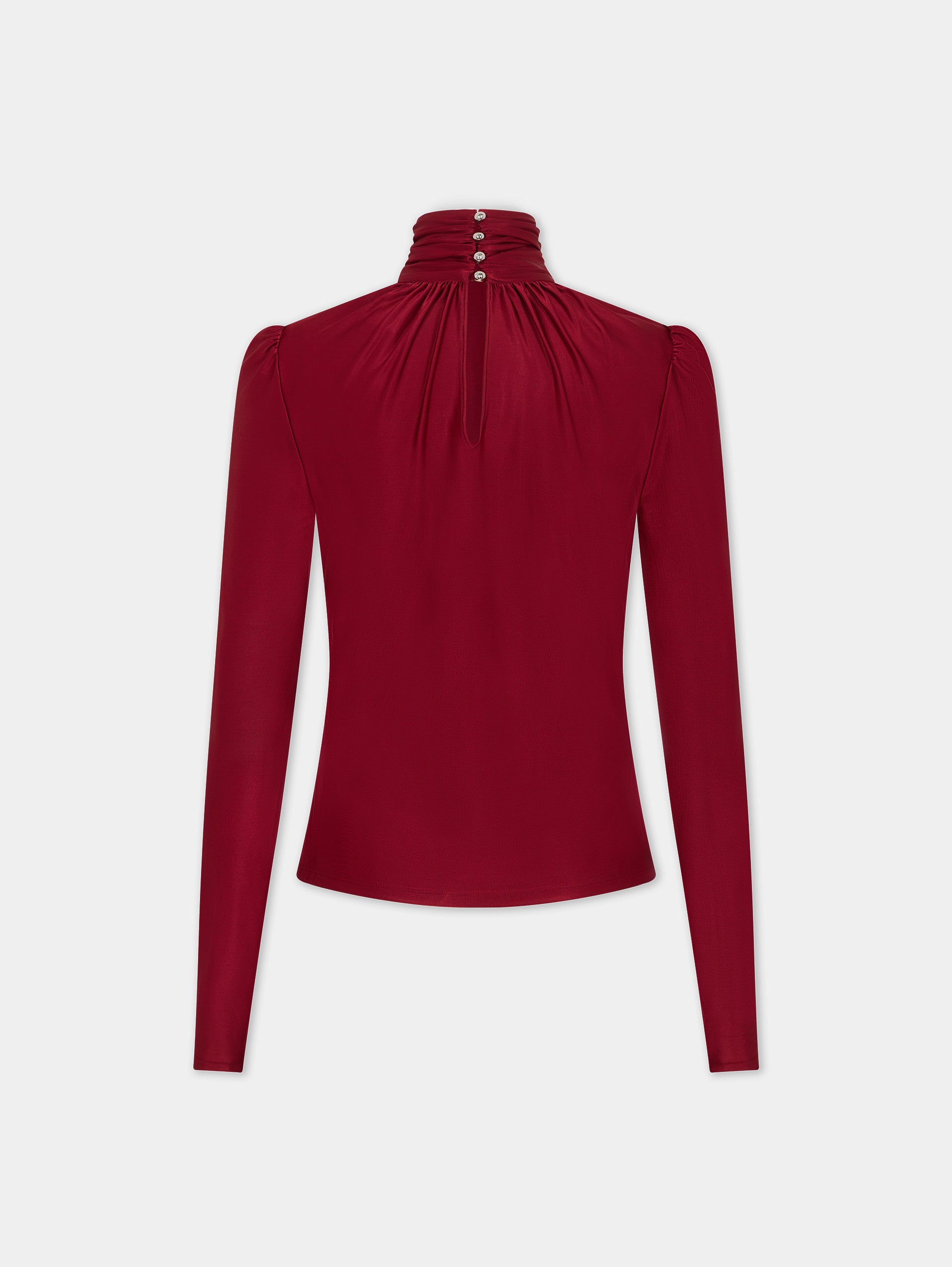 Draped ruby turtleneck