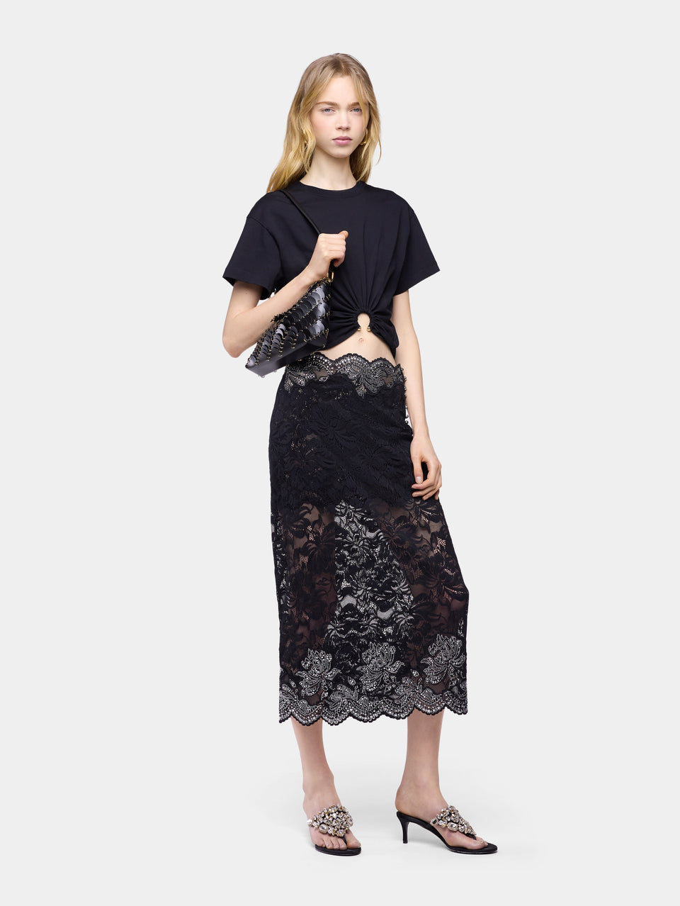 Black Paco shoulder clutch in calfkin leather - Image 3