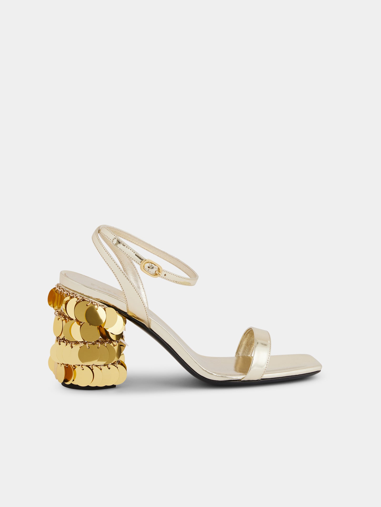 Gold sandals with Sparkle disc heels position 1 - Image 1
