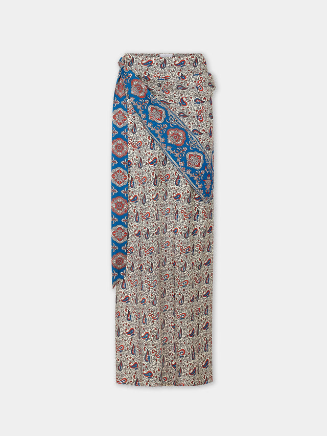 Long skirt in printed satin - Image 1