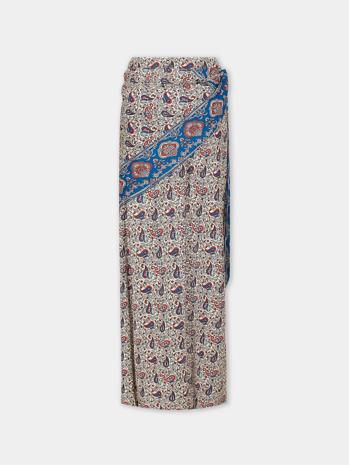 Long skirt in printed satin