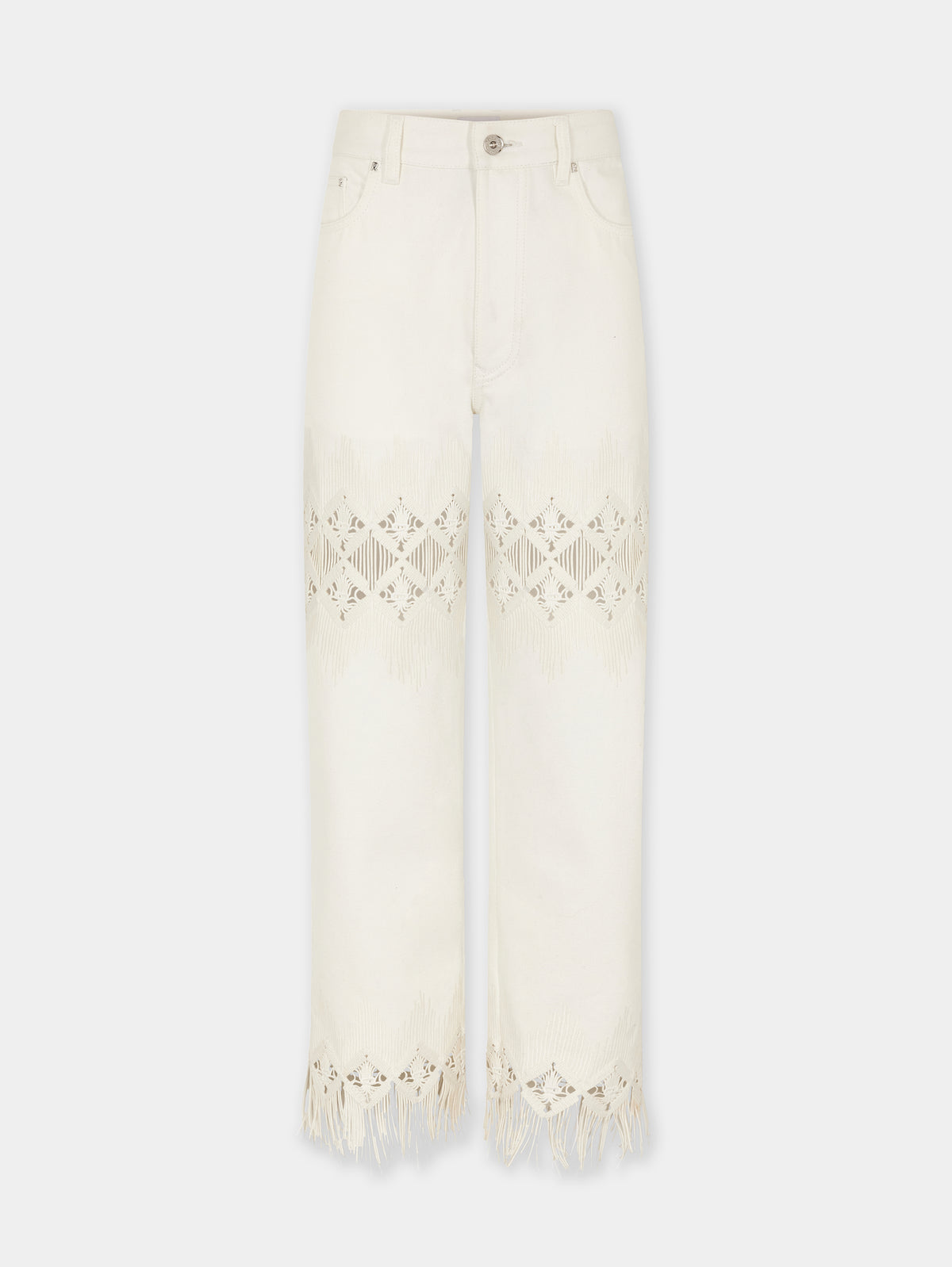 Trousers in denim with embroidery details position 1 - Image 1