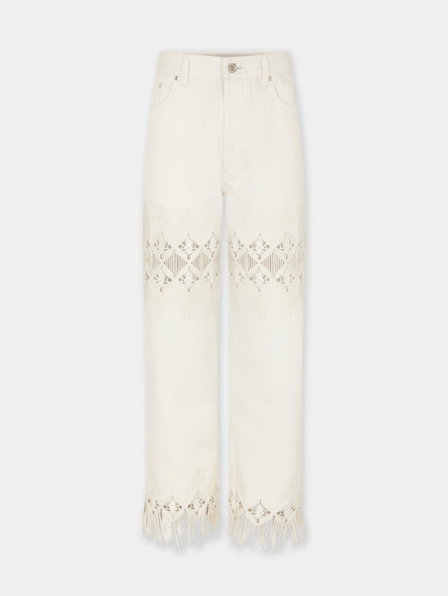 Trousers in denim with embroidery details - Image 1