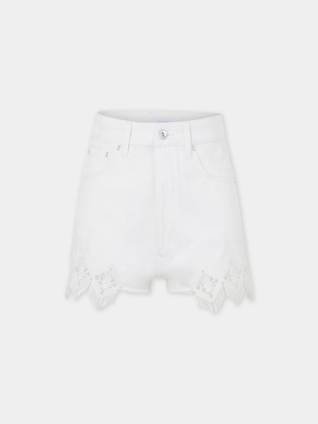 Shorts in denim with embroidery details - Image 1