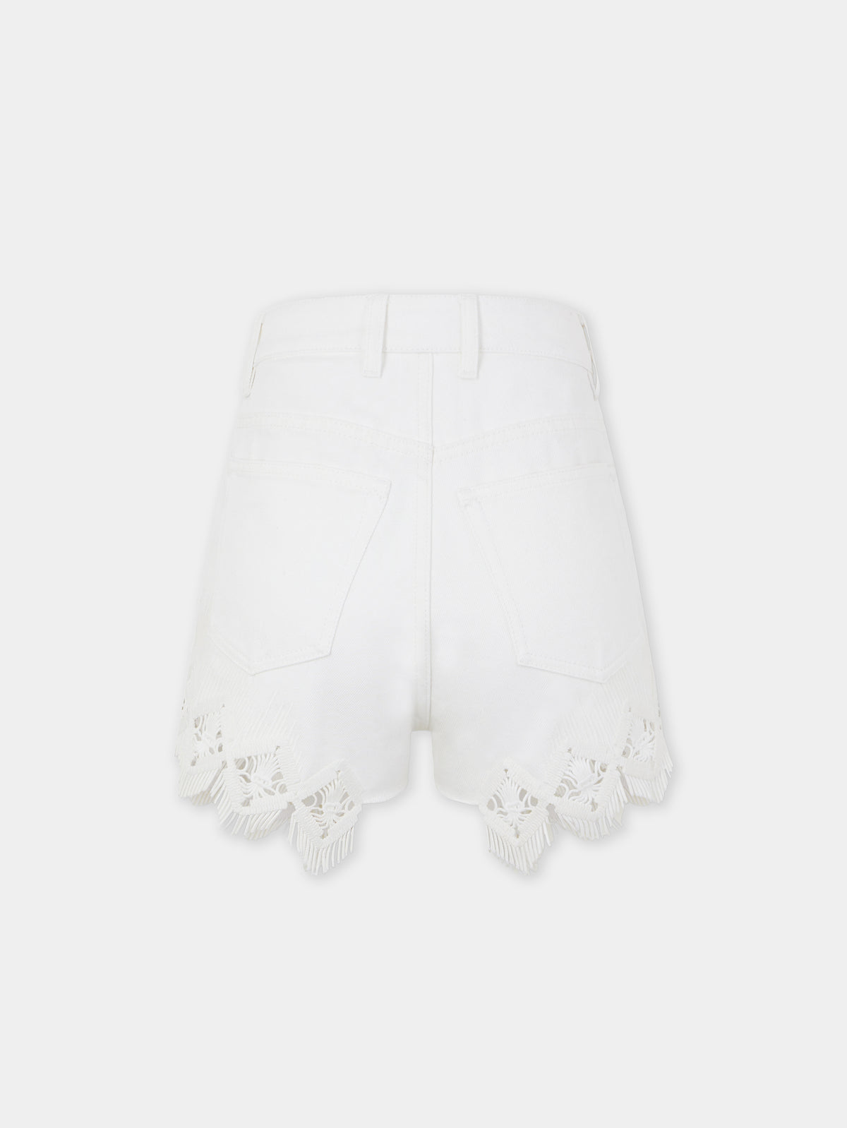 Shorts in denim with embroidery details position 5