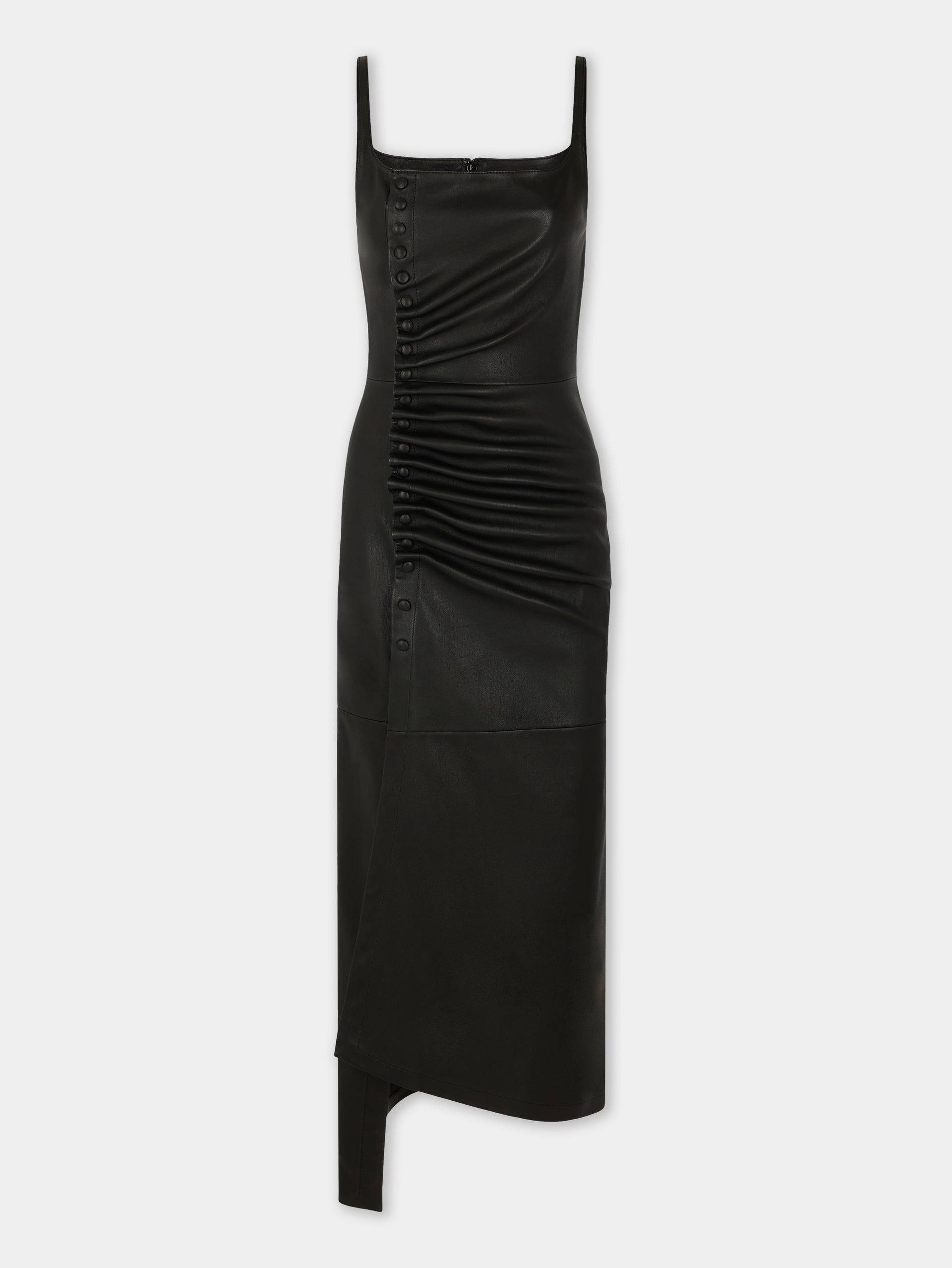 Draped midi dress in leather position 1