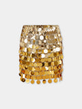 Gold mini skirt in gradient assembly