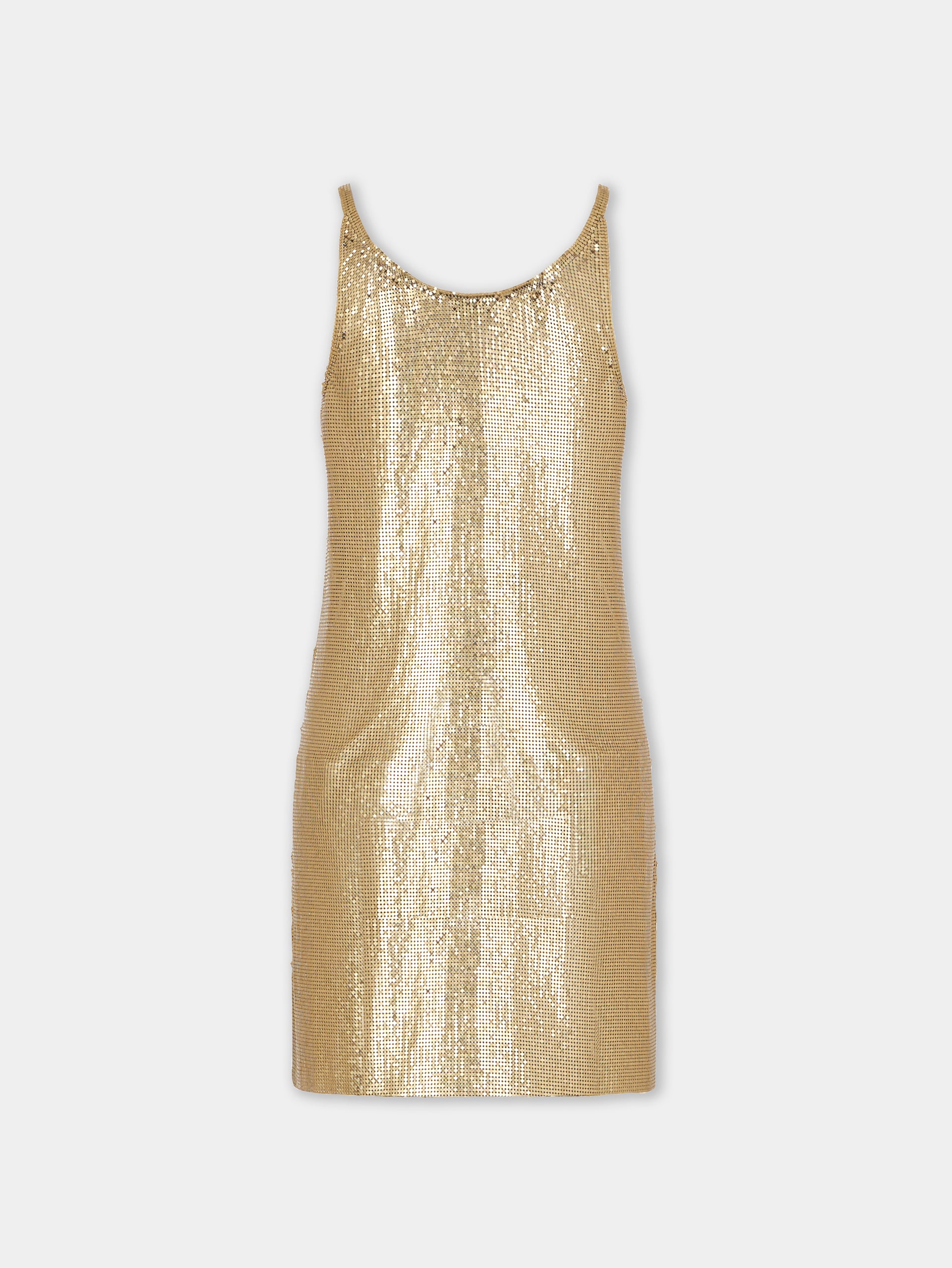 Mini tank top dress in mesh gold position 5
