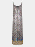 Midi dress in printed mesh