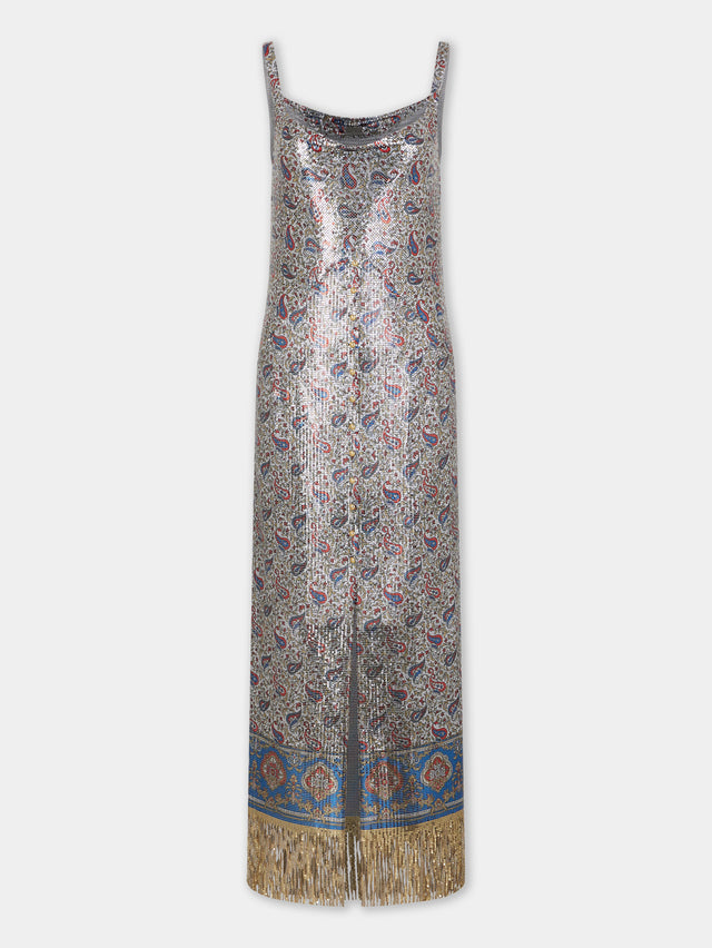 Midi dress in printed mesh - Image 1