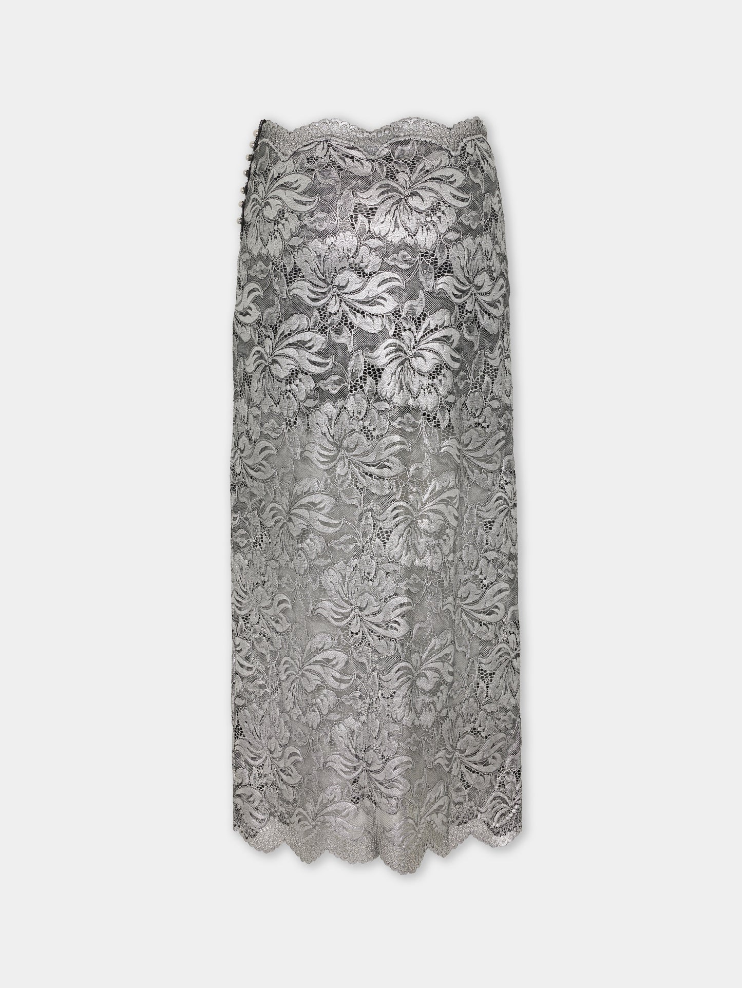 Silver midi skirt in lace