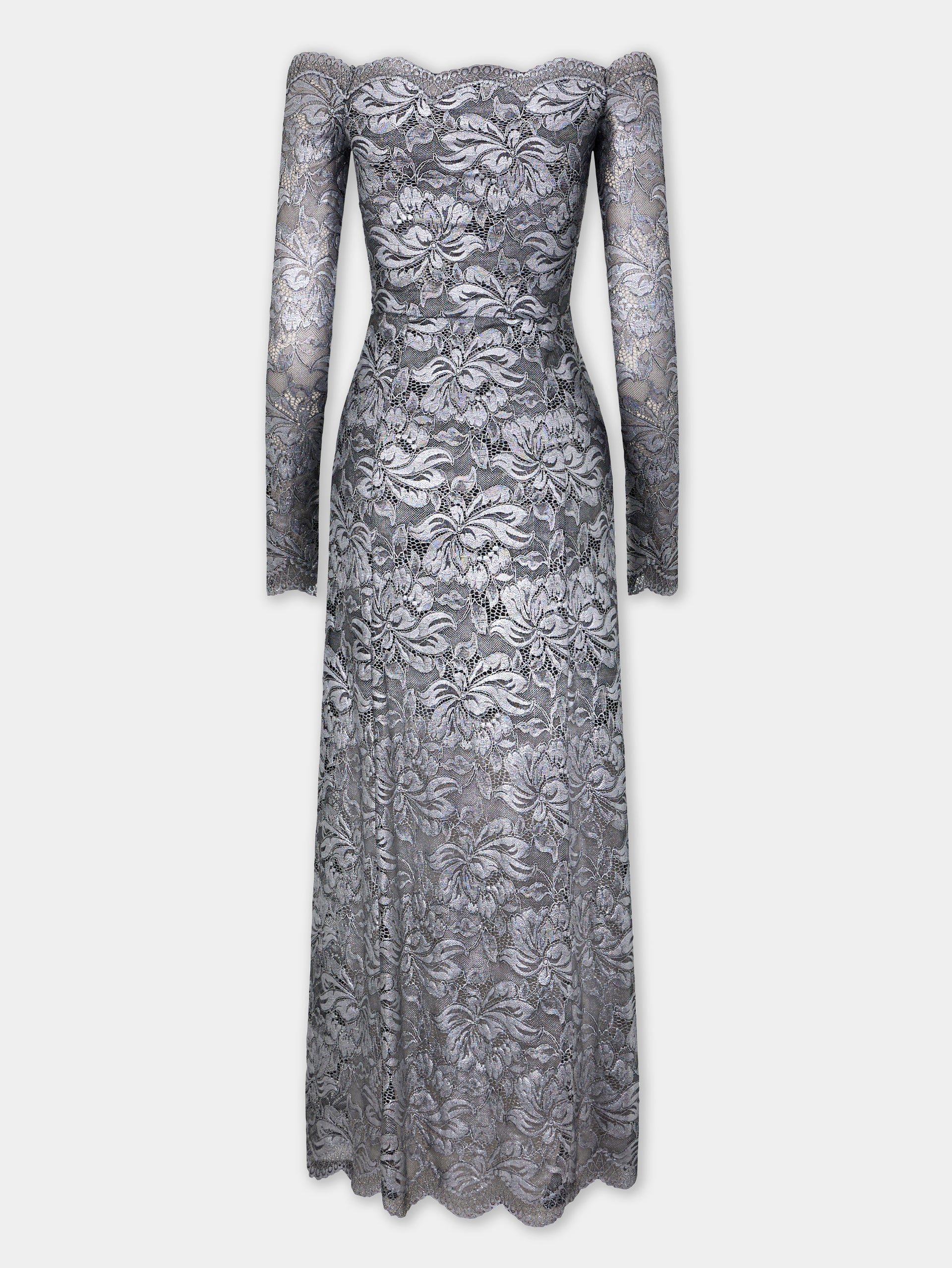 Silver long dress in lace position 6