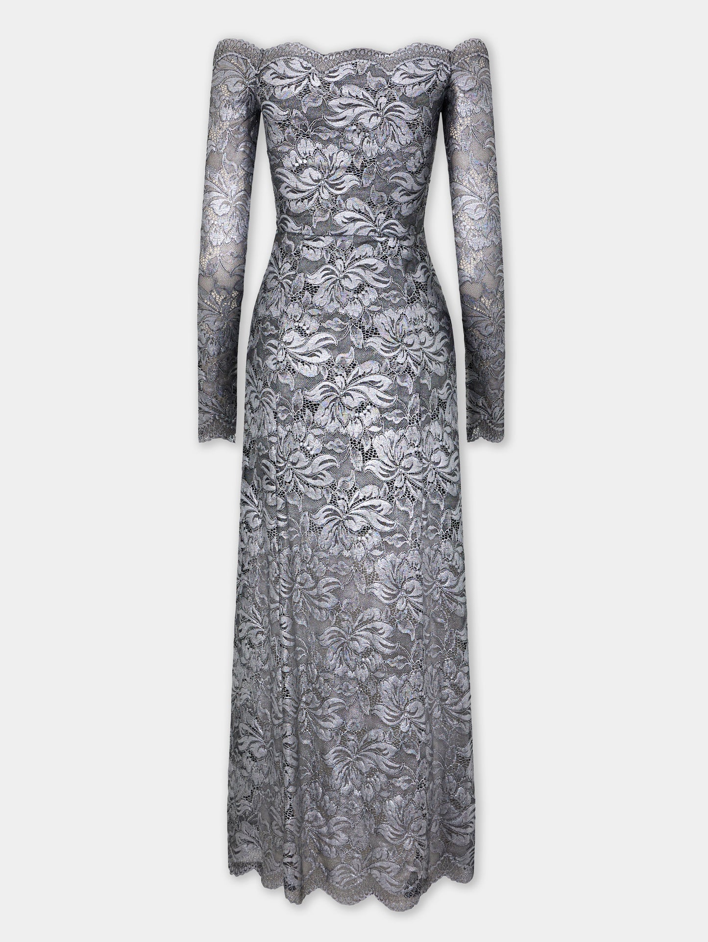 Silver long dress in lace