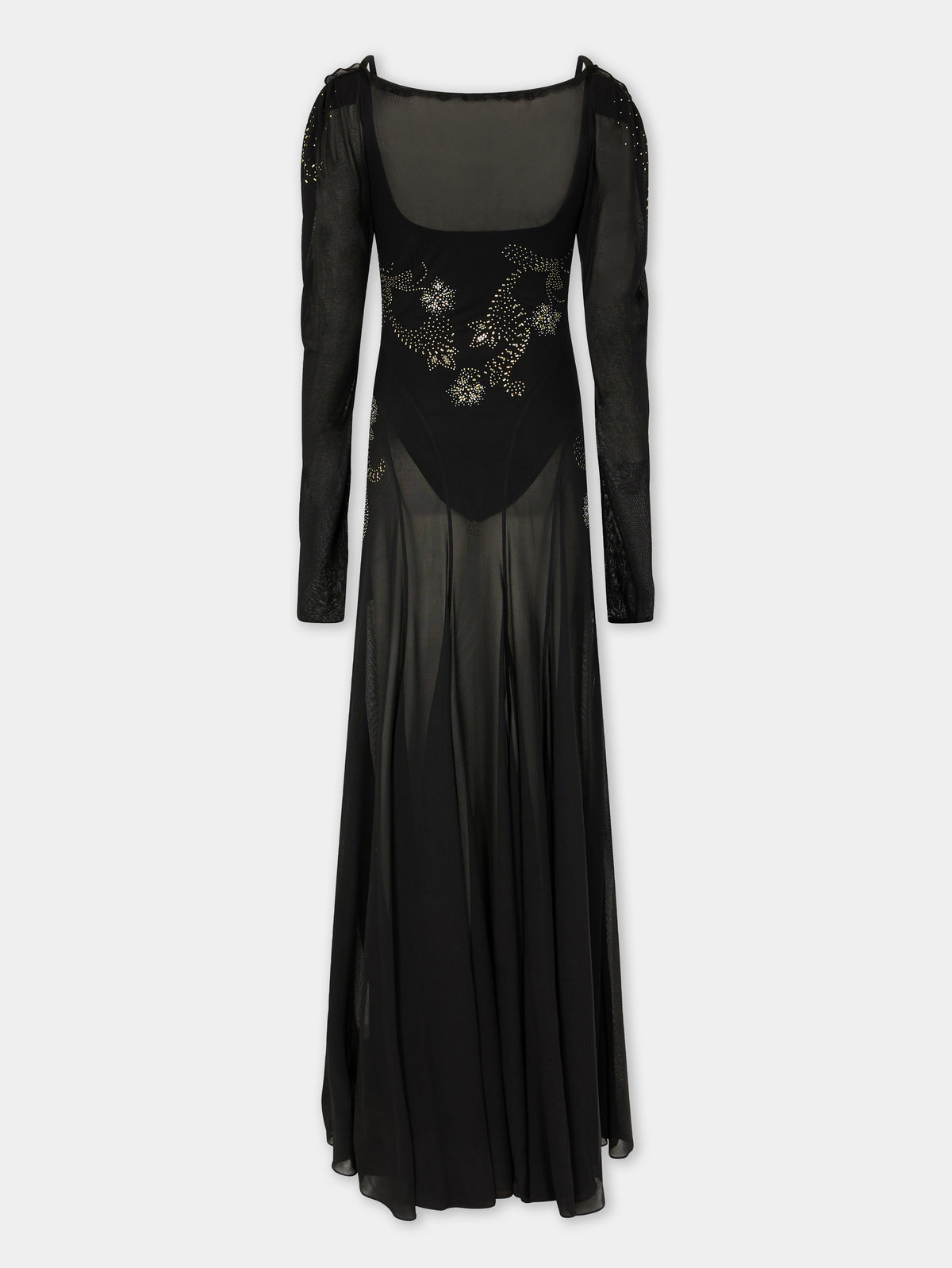 Long dress in jersey black position 2 - Image 2