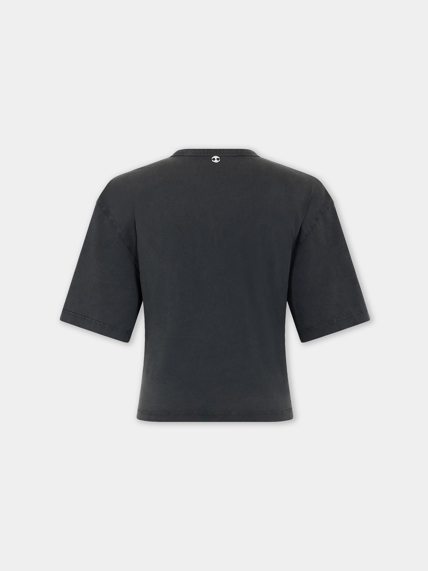 Cropped t-shirt in printed cotton