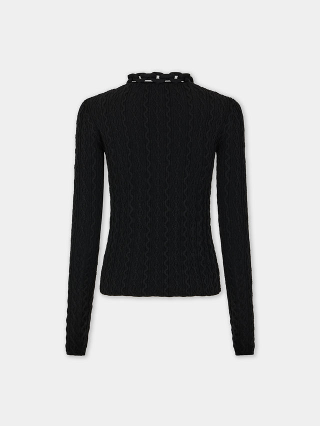 Black sweater in wool - Image 2