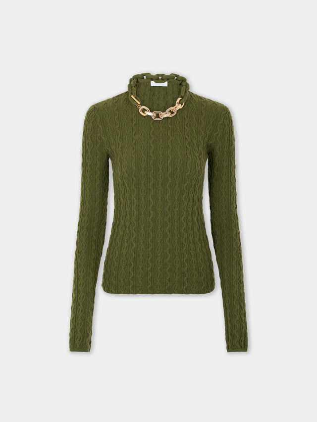 Khaki sweater in wool - Image 1