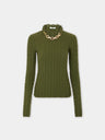 Khaki sweater in wool