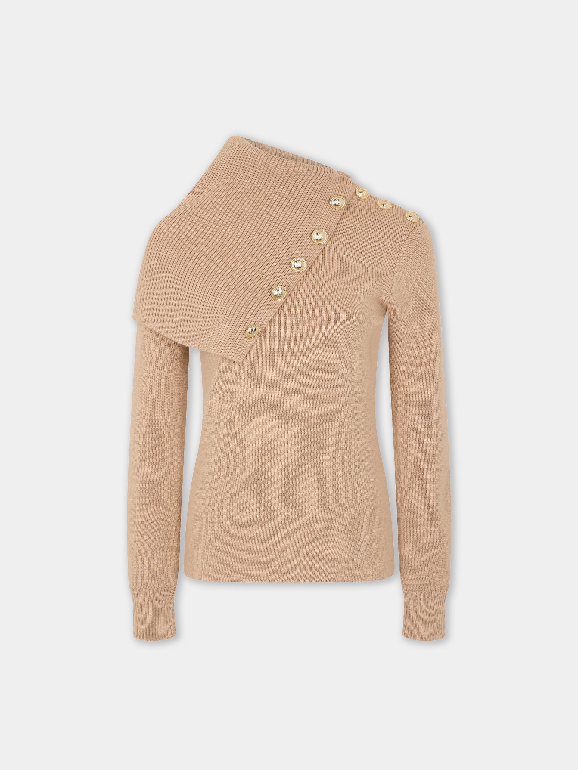 Beige Sweater in wool position 1