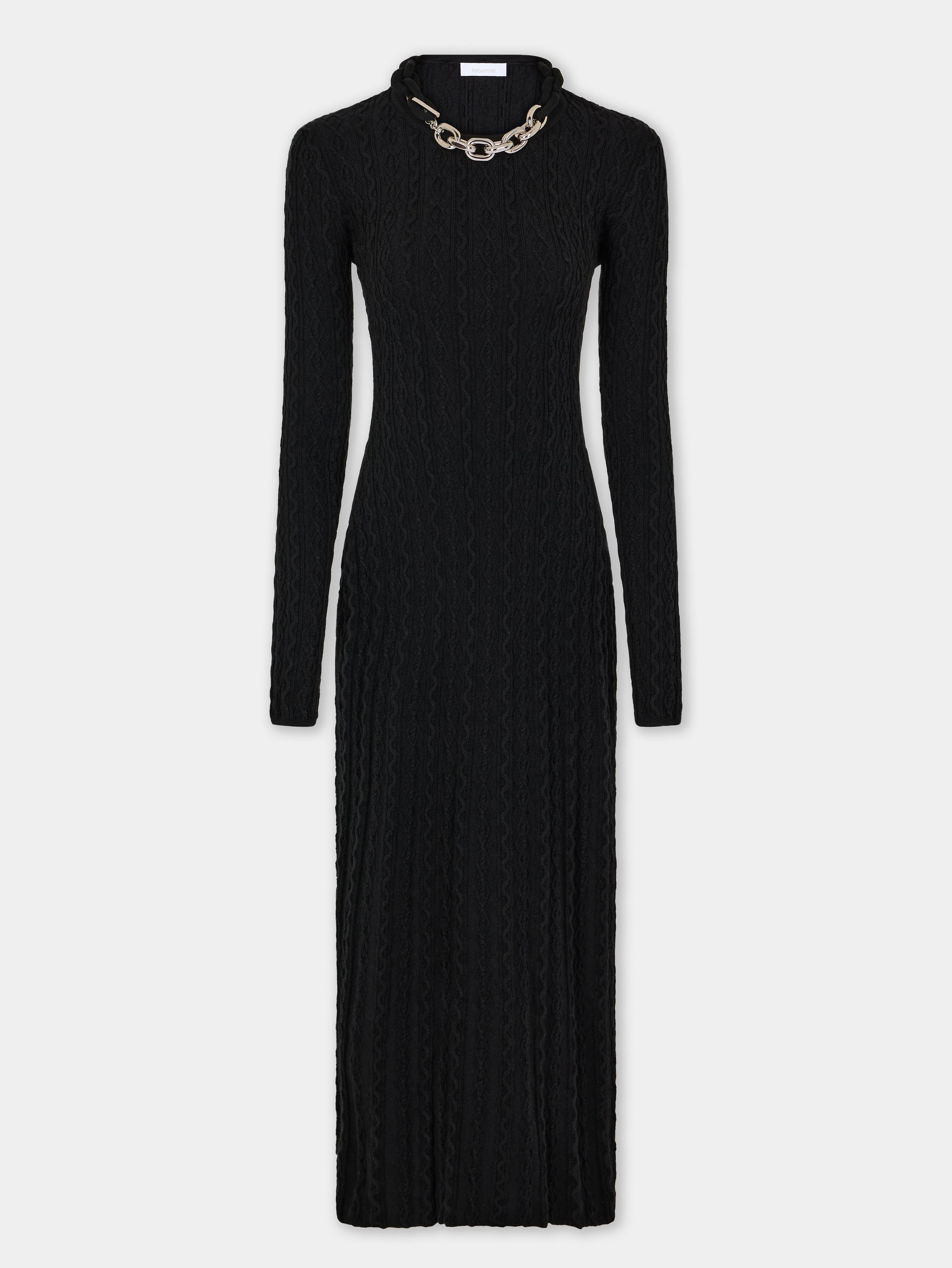 Black long dress in wool position 1