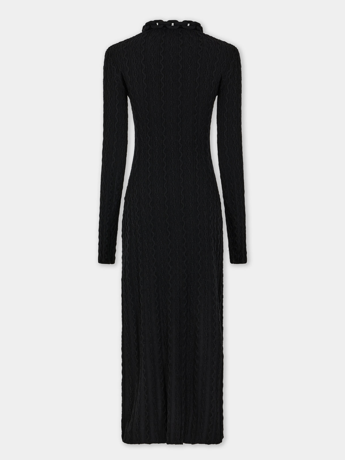 Black long dress in wool position 6
