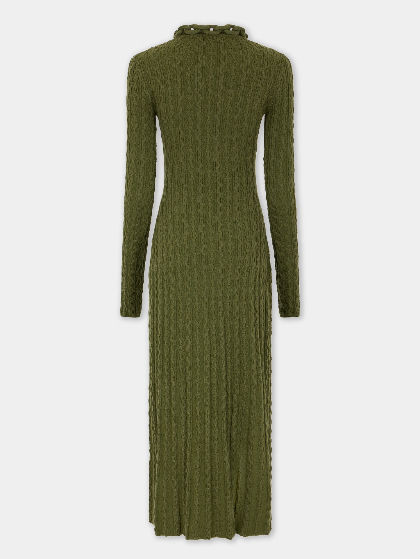 Khaki Long dress in wool