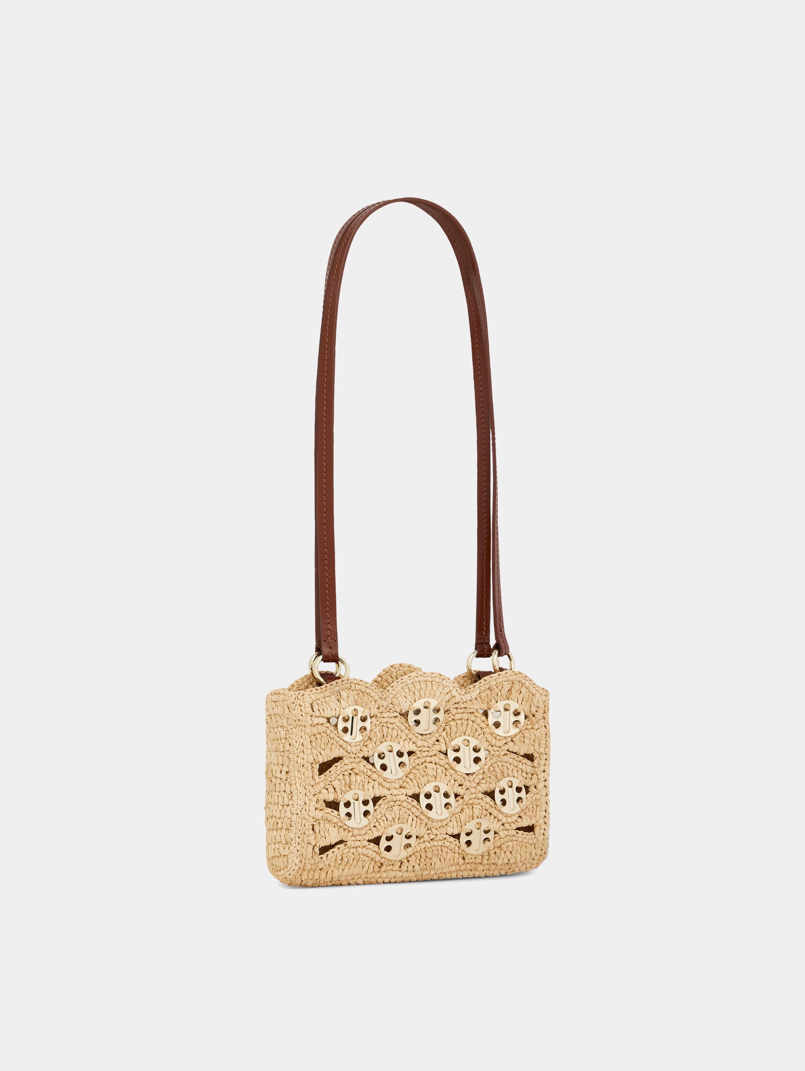 1969 Nano bag in natural raffia with light gold signature 1969 discs - Image 2