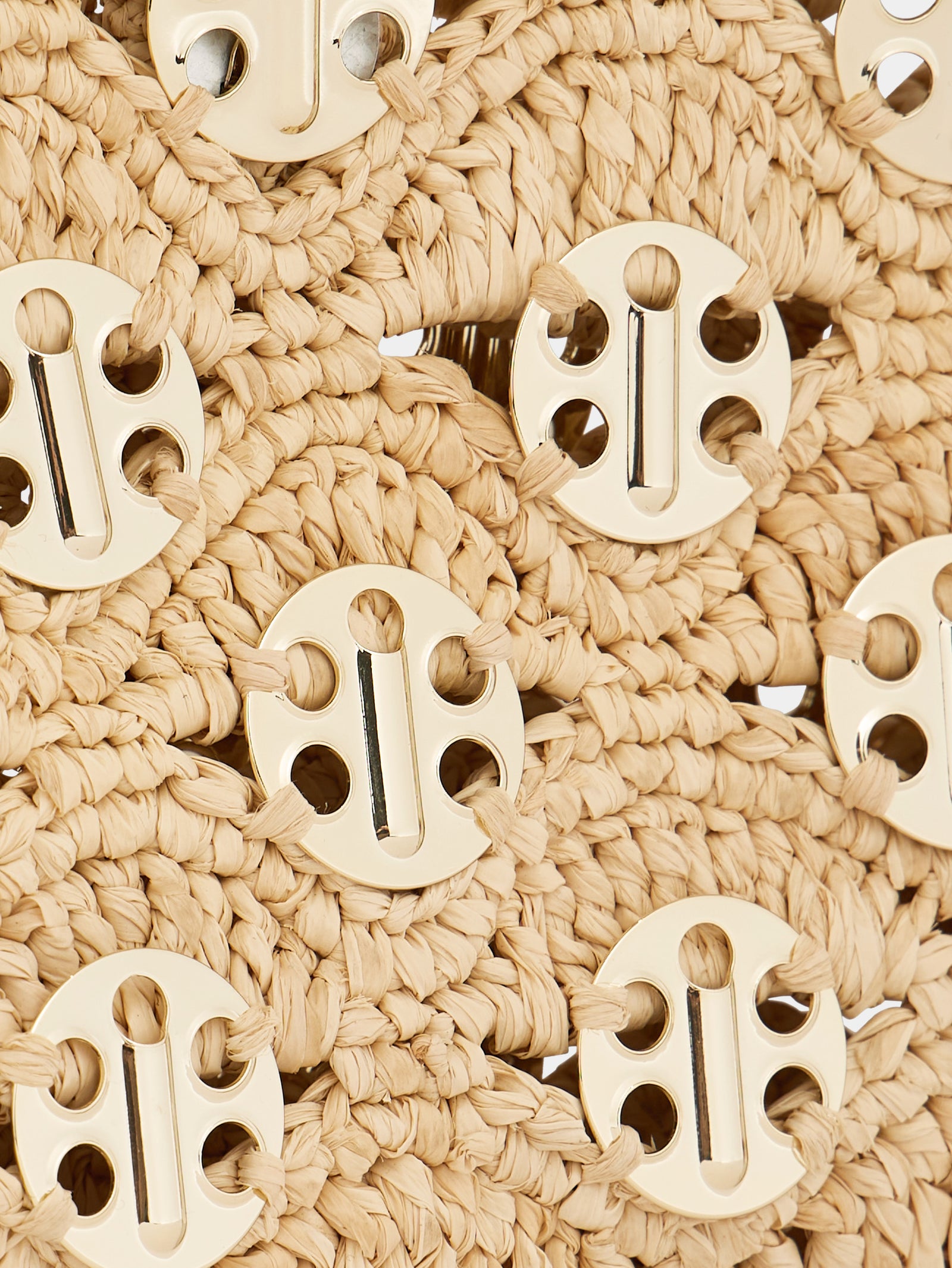 1969 Nano bag in natural raffia with light gold signature 1969 discs - Image 3
