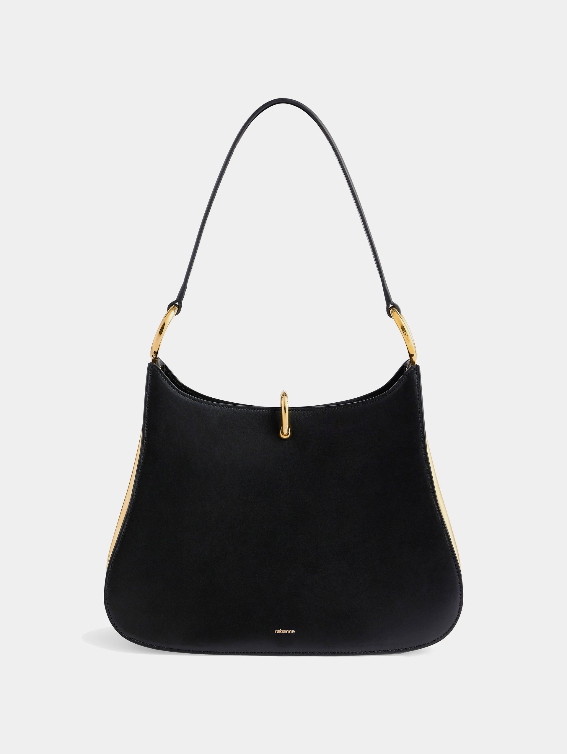 Large ring leather bag black position 1